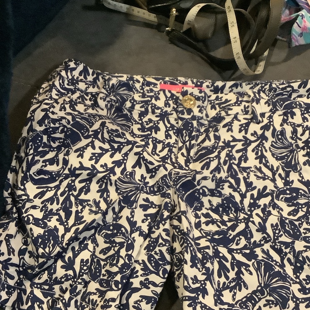 Lilly Pulitzer Blue‎ and White Women Bermuda Shorts